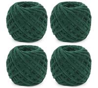 Reessy Chunky Yarn, 400g(4×100g) Chunky Wool for Knitting, Soft Fluffy Velvet Thick Yarn Set, Plush Yarns for Crochet Blankets Sweaters Shoes Hats Scarves and Amigurumi(Dark Green)
