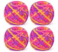 Reessy Chunky Yarn, 400g(4×100g) Chunky Wool for Knitting, Soft Fluffy Velvet Thick Yarn Set, Plush Yarns for Crochet Blankets Sweaters Shoes Hats Scarves and Amigurumi(Pink Purple Yellow)