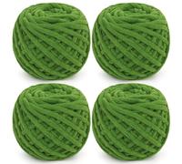 Reessy Chunky Yarn, 400g(4×100g) Chunky Wool for Knitting, Soft Fluffy Velvet Thick Yarn Set, Plush Yarns for Crochet Blankets Sweaters Shoes Hats Scarves and Amigurumi（Green