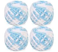 Reessy Chunky Yarn, 400g(4×100g) Chunky Wool for Knitting, Soft Fluffy Velvet Thick Yarn Set, Plush Yarns for Crochet Blankets Sweaters Shoes Hats Scarves and Amigurumi (Blue White)