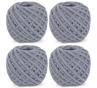 Reessy Chunky Yarn, 400g(4×100g) Chunky Wool for Knitting, Soft Fluffy Velvet Thick Yarn Set, Plush Yarns for Crochet Blankets Sweaters Shoes Hats Scarves and Amigurumi(Light Grey)