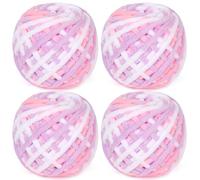 Reessy Chunky Yarn, 400g(4×100g) Chunky Wool for Knitting, Soft Fluffy Velvet Thick Yarn Set, Plush Yarns for Crochet Blankets Sweaters Shoes Hats Scarves and Amigurumi(Pink Purple White)