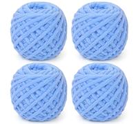 Reessy Chunky Yarn, 400g(4×100g) Chunky Wool for Knitting, Soft Fluffy Velvet Thick Yarn Set, Plush Yarns for Crochet Blankets Sweaters Shoes Hats Scarves and Amigurumi(Light Blue)