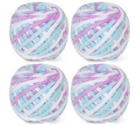 Reessy Chunky Yarn, 400g(4×100g) Chunky Wool for Knitting, Soft Fluffy Velvet Thick Yarn Set, Plush Yarns for Crochet Blankets Sweaters Shoes Hats Scarves and Amigurumi(Blue Purple White)