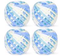 Reessy Chunky Yarn, 400g(4×100g) Chunky Wool for Knitting, Soft Fluffy Velvet Thick Yarn Set, Plush Yarns for Crochet Blankets Sweaters Shoes Hats Scarves and Amigurumi(Blue Yellow White)