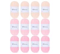 Reessy Chunky Yarn 600g(12×50g), Velvet Thick Chenille Yarn for Crochet and Knitting, Soft Plush Chunky Wool Yarns Set - Suitable for Exquisite Crafts, Amigurumi, Baby Blanket-Pastel Pink
