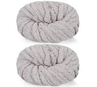 Reessy Chunky Yarn for Hand Knitting, 2×240g Super Chunky Wool Yarn Set, Soft Thick Wool Plush Yarns, Fluffy Thick Yarns for Craft Knitted Blanket Pet Bed Mats Sofa Mats-Light Grey