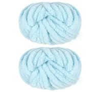 Reessy Chunky Yarn for Hand Knitting, 2×250g Super Chunky Wool Yarn Set, Soft Thick Wool Plush Yarns, Fluffy Blue Yarns for Craft Knitted Blanket Pet Bed Mats Sofa Mats-Sky Blue