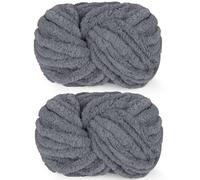Reessy Chunky Yarn for Hand Knitting, 2×250g Super Chunky Wool Yarn Set, Soft Thick Wool Plush Yarns, Fluffy Grey Yarns for Craft Knitted Blanket Pet Bed Mats Sofa Mats-Grey