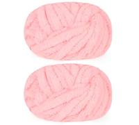 Reessy Chunky Yarn for Hand Knitting, 2×250g Super Chunky Wool Yarn Set, Soft Thick Wool Plush Yarns, Fluffy Pink Yarns for Craft Knitted Blanket Pet Bed Mats Sofa Mats-Pink