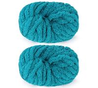 Reessy Chunky Yarn for Hand Knitting, 2×250g Super Chunky Wool Yarn Set, Soft Thick Wool Plush Yarns, Fluffy Blue Yarns for Craft Knitted Blanket Pet Bed Mats Sofa Mats-Lake Blue