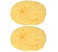 Reessy Chunky Yarn for Hand Knitting, 2×250g Super Chunky Wool Yarn Set, Soft Thick Wool Plush Yarns, Fluffy Thick Yarns for Craft Knitted Blanket Pet Bed Mats Sofa Mats-Yellow
