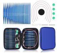 Reessy Circular Knitting Needles, 13 Pair Interchangeable Circular Knitting Needle Set with Case & Accessories, Round Knitting Needles for Handmade DIY Knit-Blue