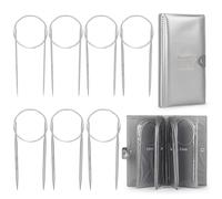 Reessy Circular Knitting Needles Set 80 cm, 2.0-5.0 mm Stainless Steel Round Knitting Needles with Size Marked and Storag Case, Professional Circular Knitting Pins for Jumper Blanket Large Projects