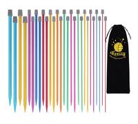 Reessy Coloured Knitting Needles Set-25cm Long, 28 Pcs/14 Pirs 2 mm-10 mm Aluminium Single Pointed Needle, Long Knitting Needles, Straight Metal Knitting Needle with Soft Storage Case for Beginners