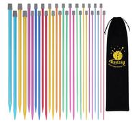 Reessy Coloured Knitting Needles Set-35cm Long, 28 Pcs/14 Pair 2 mm-10 mm Aluminium Single Pointed Needle, Long Knitting Needles, Straight Metal Knitting Needle with Soft Storage Case for Beginners