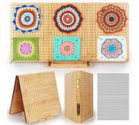 Reessy Crochet Blocking Board and Pins, Large Foldable Blocking Board for Crochet-Open: 22in×11in, Folded: 11in×11in, Granny Square Blocking Board, Wooden Blocking Board for Crocheting and Knitting