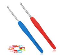 Reessy Crochet Hooks Set, 4.0mm & 4.5mm Ergonomic Crochet Hook Set with Soft Rubber Grip for Arthritic Hands, Ideal Crochet Tool with Stitch Markers for Beginners and Experienced Crochet Lovers