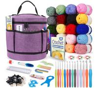 Reessy Crochet Kit, 105Pcs Crochet Kits for Beginners Adults Includes 20×25g Acrylic Yarn Crochet Hooks Instructions and Crochet Accessories, Crochet Start Kit with Crochet Bag Crochet Supplies Gift