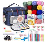 Reessy Crochet Kit, 105Pcs Crochet Kits for Beginners Adults Includes 20×25g Yarn Crochet Hooks Instructions and Crochet Accessories, Beginners Crochet Kit with Crochet Bag Crochet Supplies Gift