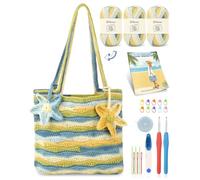 Reessy Crochet Kit, Crochet Bag Kit, Crochet Kits for Beginners Adults with Step-by-Step Instructions Crochet Accessories 300g Thick Yarn, Crochet Kits for Adults Learn to Crochet Wave Bag