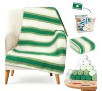 Reessy Crochet Kit, Easy Crochet Blanket Kit with Step-by-Step Video Tutorials, Chenille Yarn & Crochet Accessories, Complete Crochet Kits for Beginners Adults Learn to Crochet Blanket-Gradient Green