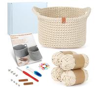 Reessy Crochet kit, Square Basket Crochet Starter Kit with Instruction, Crochet Hook, Thick Yarn, Complete Crochet Kits for Beginners Adults Learn How to Crochet Storage Basket-White