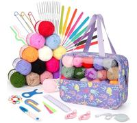 Reessy Crochet Kits for Beginners Adults, Complete Kids Crochet Set with 16 Colors Yarns 21 Sizes Ergonomic Crochet Hooks and Knitting Accessories, Beginners Crochet Kit with Crochet Bag