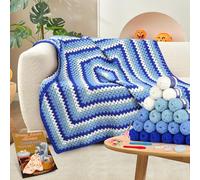 Reessy Crochet Kits for Beginners Adults, Crochet Blanket Kit, Granny Square Blanket Crochet Kit with Step-by-Step Instruction, Crochet Hooks, 22pcs Yarn Balls, Crochet Starter Kit Learn to Crochet