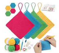 Reessy Crochet Kits for Beginners Adults, Dishcloths Beginners Crochet Kit with Instruction Yarn Crochet Hooks Supplies, Complete Crochet Start Kit for Beginners Learn to Crochet Dishcloths