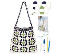 Reessy Crochet Kits for Beginners Adults, Granny Square Crochet Bag Kit, Crochet Starter Kit with Step-by-Step Instructions, Crochet Hooks and 7 Yarn Balls, Crochet Set for Kids DIY Crocheting
