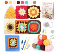 Reessy Crochet Kits for Beginners Adults, Granny Square Crochet Starter Kit with 8 Colors Yarn, Crochet Blocking Mat and Crochet Book, Beginners Crochet Kit for Adults to Learn to Crochet DIY
