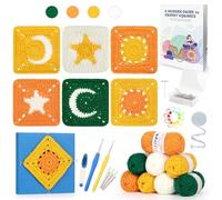 Reessy Crochet Kits for Beginners Adults, Learn to Crochet Granny Squares, Easy Crochet Starter Kit for Adults with Crochet Instruction Book, Crochet Blocking Mat and T-pins