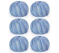 Reessy Crochet Yarn, 6 × 50g Gradient Yarn for Crochet and Knitting, Soft Knitting Yarn Ombre Yarn, 73% Cotton 27% Acrylic for Crochet Scarves, Shawls