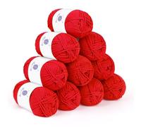 Reessy Crochet Yarn Set 500g, 10 Pack Double Knitting Wool Acrylic Yarn 50g, Soft 5 Ply Milk Cotton Yarn for Crochet and Knitting Amigurumi, Granny Squares, Scarves and Crafts(Red)