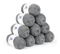 Reessy Crochet Yarn Set 500g, 10 Pack Double Knitting Wool Acrylic Yarn 50g, Soft 5 Ply Milk Cotton Yarn for Crochet and Knitting Amigurumi, Granny Squares, Scarves and Crafts(Deep Grey)