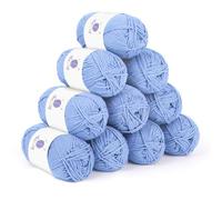 Reessy Crochet Yarn Set 500g, 10 Pack Double Knitting Wool Acrylic Yarn 50g, Soft 5 Ply Milk Cotton Yarn for Crochet and Knitting Amigurumi, Granny Squares, Scarves and Crafts(Light Blue)