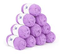 Reessy Crochet Yarn Set 500g, 10 Pack Double Knitting Wool Acrylic Yarn 50g, Soft 5 Ply Milk Cotton Yarn for Crochet and Knitting Amigurumi, Granny Squares, Scarves and Crafts(Light Purple)
