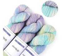Reessy DK Double Knitting Wool - 3×100g Gradient Yarn Wool 52%, Cashmere 10%, Polyester 38%, 810m Multi Coloured Yarns Hand Dyed Cashmere Yarn for Knitting Socks Sweater Shawl-Indigo Blue