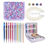 Reessy Interchangeable Tunisian Crochet Hooks Set - 12 Sizes (3.0-10mm) Aluminum Crochet Hooks with 4 Cables, Accessories & Floral Storage Bag - Detachable Afghan Crochet Hook Kit