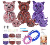 Reessy Knitting Kit, Knitting Animal Kit for Beginners with Step-by-Step Video Tutorials Beginner Friendly Yarn Round Looms and Hooks, Ideal Christmas Birthday Gifts for Beginners