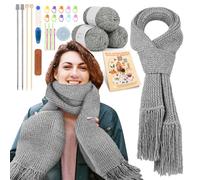 Reessy Knitting Kits for Beginners Adults, Scarve Knitting Starter Kit for Adults Learning to Knit Include Knitting Book 2 Pairs Knitting Needles Soft Yarn Balls and Leather Labels