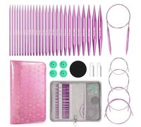 Reessy Knitting Needles, Interchangeable Circular Knitting Needles Set with Case & Accessories, 13 Pair Round Knitting Needle 3.0 mm-10.0 mm, Circular Knitting Needle for Beginners Adults