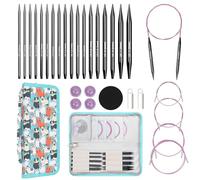 Reessy Knitting Needles, Interchangeable Circular Knitting Needles Set with Case & Accessories, 9 Pair Round Knitting Needle 3.0mm-8.0 mm, Circular Knitting Needle for Beginners Adults