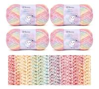 Reessy Knitting Wool, 4 × 100g Acrylic Yarn Crochet Yarn Set, 78% Cotton 22% Acrylic Yarns for Crochet, Surper Soft Colorful Wool for Knitting Scarves, Shawls, Sock, Crafting and Clothing