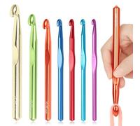 Reessy Large Crochet Hooks Set, Big Metal Crochet Hook for Chunky Yarn, 7PCS Ergonomic Crochet Hooks for Arthritis Hands(6.5mm-15mm), Deep Throat Hook for Crochet Blankets, Shawl and Carpet