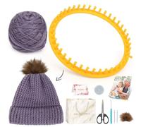 Reessy Loom Knitting Kit for Beginners Adults, Complete Knitting Loom Set with Easy to Follow Instructions Loom Hook and Soft Yarn, Beginners Learn to Knit Hat, Fantastic Knitting DIY Gifts