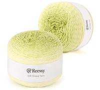 Reessy Ombre Crochet Yarn, 2 × 230g Green Gradient Yarn Cake Set, 45% Cotton 55% Acrylic Yarn for Crochet - Pretty Warm Knitting Wool for Scarves, Shawls, Jumper Blankets and DIY Crafts Project