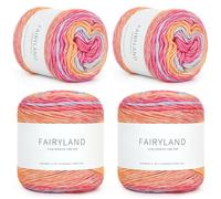 Reessy Ombre Yarn, 4 × 100g Rainbow Wool Yarn Cake - 60% Cotton 30% Acrylic 10% Wool - Multi Coloured Crochet Wool for Knitting Scarves, Shawls, Blankets, Crafting and Clothing
