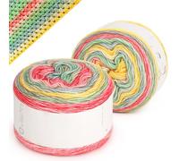 Reessy Ombre Yarn for Crocheting Knitting, 150g × 2 Gradient Cake Variegated Soft Yarn with Vibrant Colors, Multicolor-Perfect for Blankets, Scarves, Shawls and Garments (Color A)